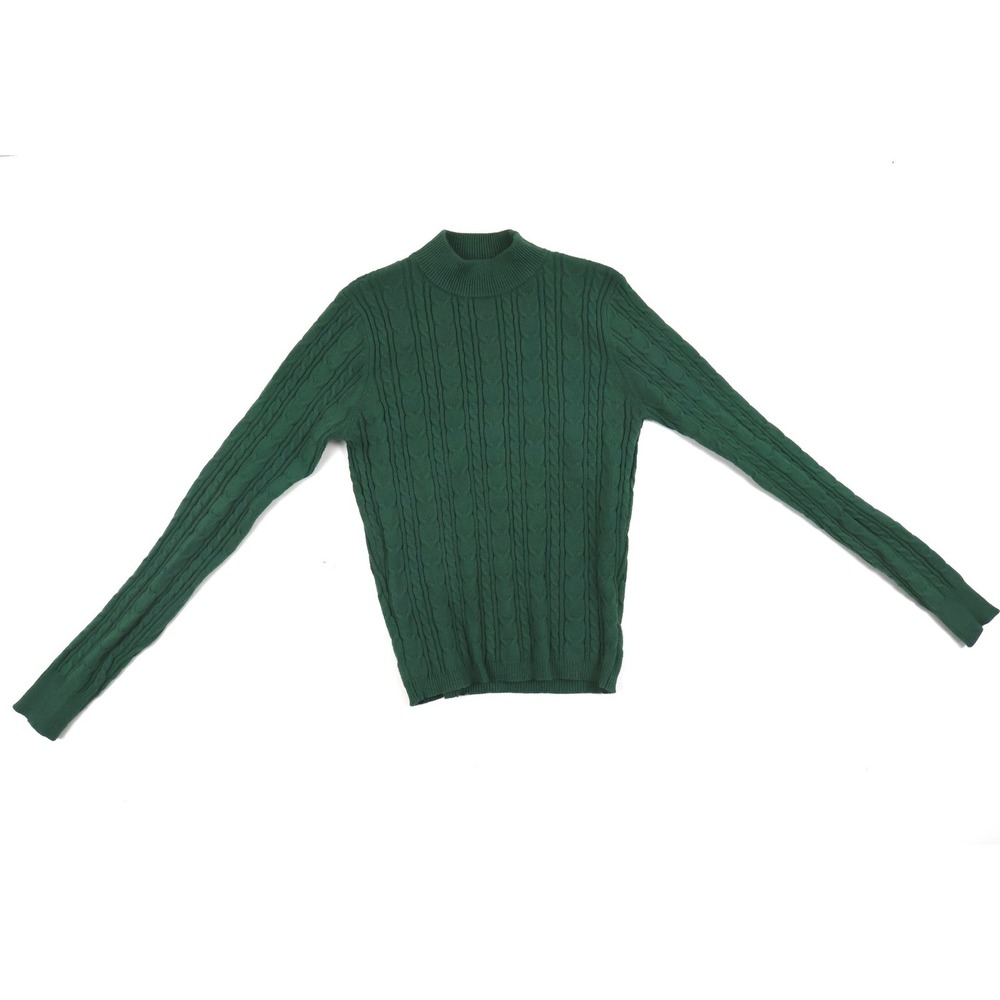 Fashion Nova Sweater Cable Knit Mock Neck Green Large Excellent